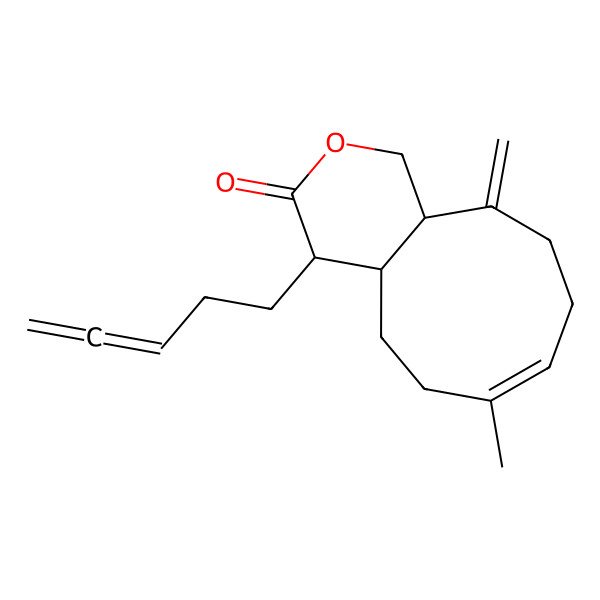 2D Structure of (7Z)-7-methyl-11-methylidene-4-penta-3,4-dienyl-1,4,4a,5,6,9,10,11a-octahydrocyclonona[c]pyran-3-one