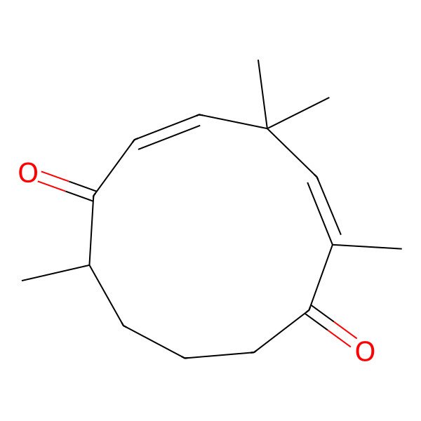 2D Structure of (7Z,10Z)-2,7,9,9-tetramethylcycloundeca-7,10-diene-1,6-dione 2D Structure of (7Z,10Z)-2,7,9,9-tetramethylcycloundeca-7,10-diene-1,6-dione