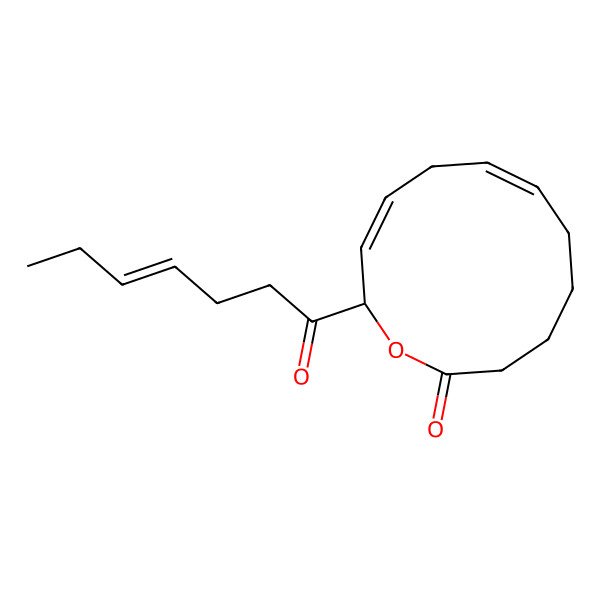 2D Structure of (7Z,10Z,12S)-12-[(Z)-hept-4-enoyl]-1-oxacyclododeca-7,10-dien-2-one