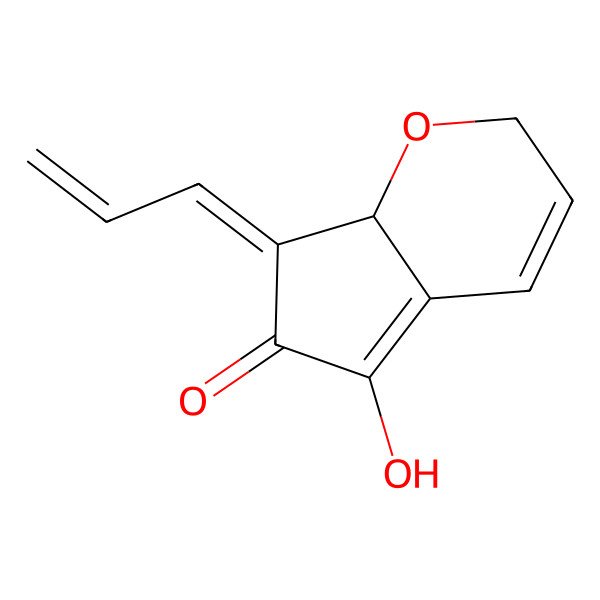 2D Structure of (7Z,7aR)-5-hydroxy-7-prop-2-enylidene-2,7a-dihydrocyclopenta[b]pyran-6-one