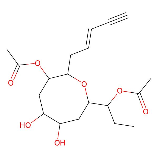 2D Structure of [8-(1-Acetyloxypropyl)-5,6-dihydroxy-2-pent-2-en-4-ynyloxocan-3-yl] acetate