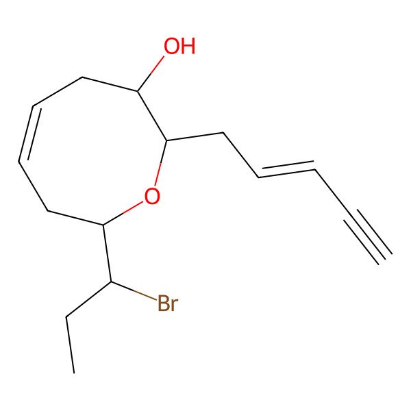 2D Structure of 8-(1-bromopropyl)-2-pent-2-en-4-ynyl-3,4,7,8-tetrahydro-2H-oxocin-3-ol