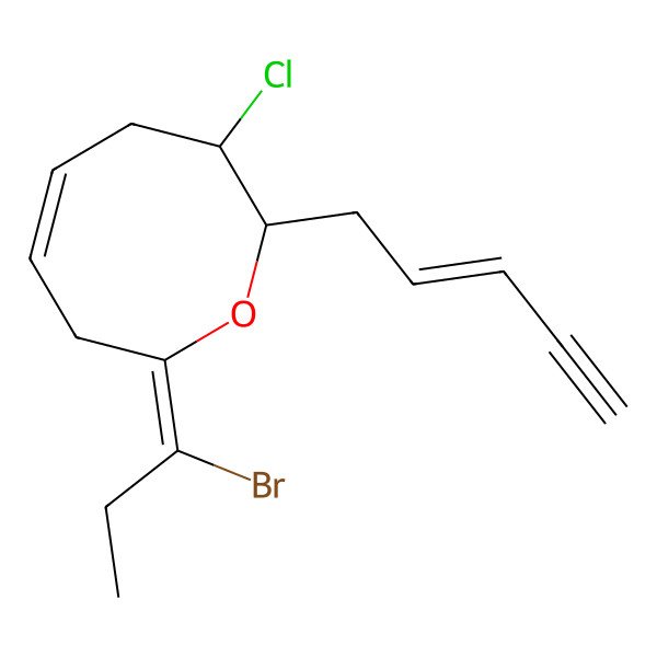 2D Structure of 8-(1-Bromopropylidene)-3-chloro-2-pent-2-en-4-ynyl-2,3,4,7-tetrahydrooxocine