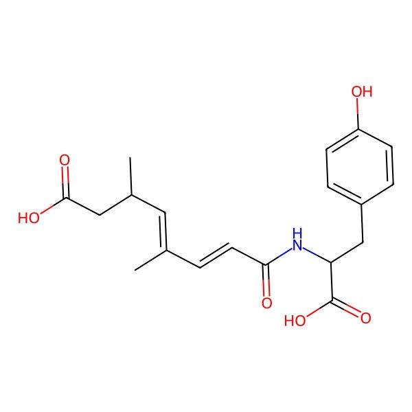 2D Structure of 8-[[1-Carboxy-2-(4-hydroxyphenyl)ethyl]amino]-3,5-dimethyl-8-oxoocta-4,6-dienoic acid