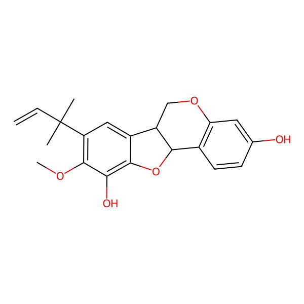 2D Structure of 8-(1,1-Dimethyl-2-propen-1-yl)-6a,11a-dihydro-9-methoxy-6H-benzofuro[3,2-c][1]benzopyran-3,10-diol