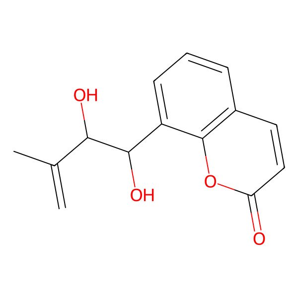 2D Structure of 8-(1,2-Dihydroxy-3-methylbut-3-enyl)chromen-2-one