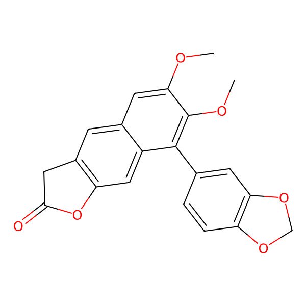 2D Structure of 8-(1,3-benzodioxol-5-yl)-6,7-dimethoxy-3H-benzo[f][1]benzofuran-2-one