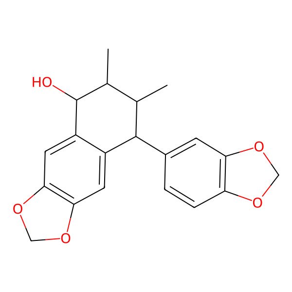 2D Structure of 8-(1,3-Benzodioxol-5-yl)-6,7-dimethyl-5,6,7,8-tetrahydrobenzo[f][1,3]benzodioxol-5-ol