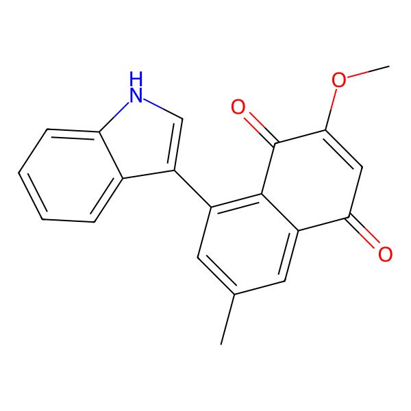 2D Structure of 8-(1H-indol-3-yl)-2-methoxy-6-methylnaphthalene-1,4-dione