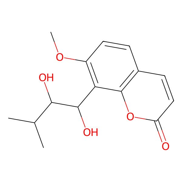 2D Structure of 8-[(1R,2S)-1,2-dihydroxy-3-methylbutyl]-7-methoxychromen-2-one