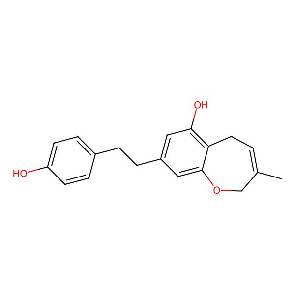 2D Structure of 8-[2-(4-Hydroxyphenyl)ethyl]-3-methyl-2,5-dihydro-1-benzoxepin-6-ol