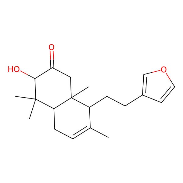2D Structure of 8-[2-(furan-3-yl)ethyl]-3-hydroxy-4,4,7,8a-tetramethyl-3,4a,5,8-tetrahydro-1H-naphthalen-2-one