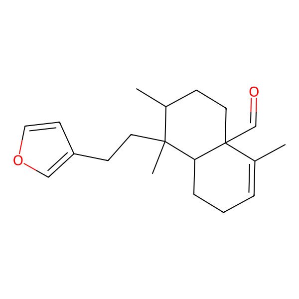 2D Structure of 8-[2-(Furan-3-yl)ethyl]-4,7,8-trimethyl-1,2,5,6,7,8a-hexahydronaphthalene-4a-carbaldehyde