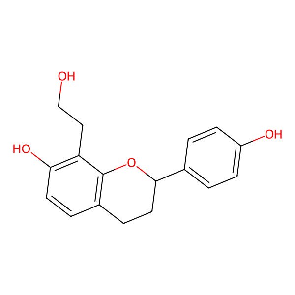 2D Structure of 8-(2-hydroxyethyl)-2-(4-hydroxyphenyl)-3,4-dihydro-2H-chromen-7-ol