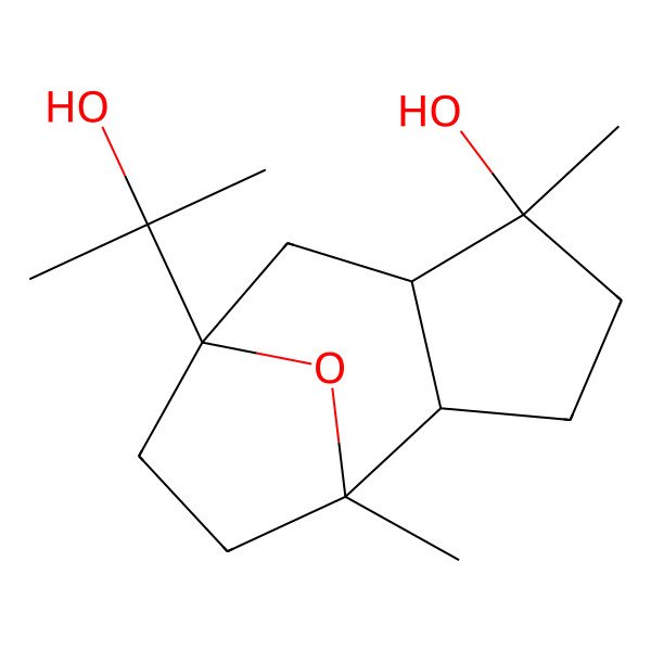2D Structure of 8-(2-Hydroxypropan-2-yl)-1,5-dimethyl-11-oxatricyclo[6.2.1.02,6]undecan-5-ol