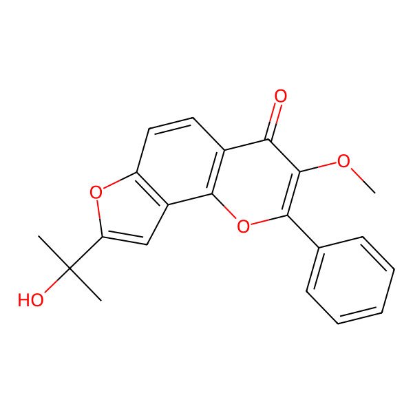 2D Structure of 8-(2-Hydroxypropan-2-yl)-3-methoxy-2-phenylfuro[2,3-h]chromen-4-one