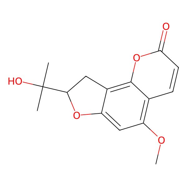 2D Structure of 8-(2-Hydroxypropan-2-yl)-5-methoxy-8,9-dihydrofuro[2,3-h]chromen-2-one