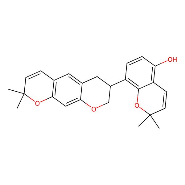 2D Structure of 8-(2,2-dimethyl-7,8-dihydro-6H-pyrano[3,2-g]chromen-7-yl)-2,2-dimethylchromen-5-ol