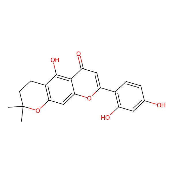2D Structure of 8-(2,4-Dihydroxyphenyl)-5-hydroxy-2,2-dimethyl-3,4-dihydropyrano[3,2-g]chromen-6-one