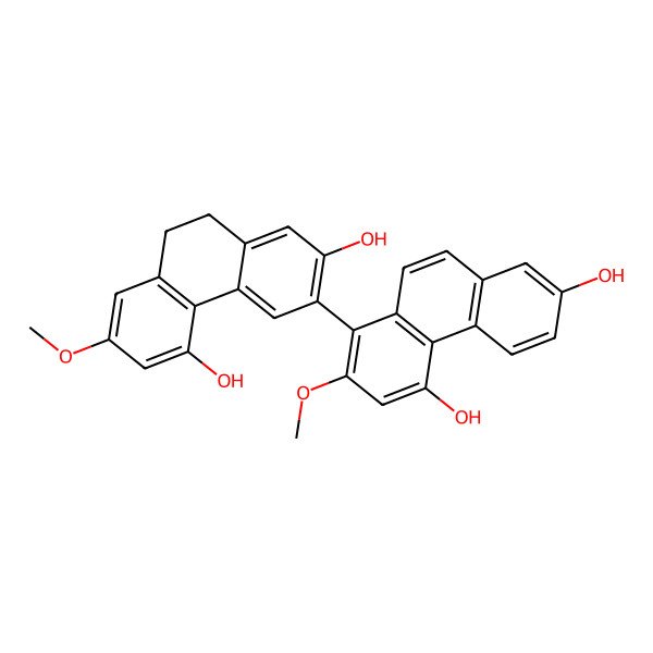 2D Structure of 8-(2,5-Dihydroxy-7-methoxy-9,10-dihydrophenanthren-3-yl)-7-methoxyphenanthrene-2,5-diol