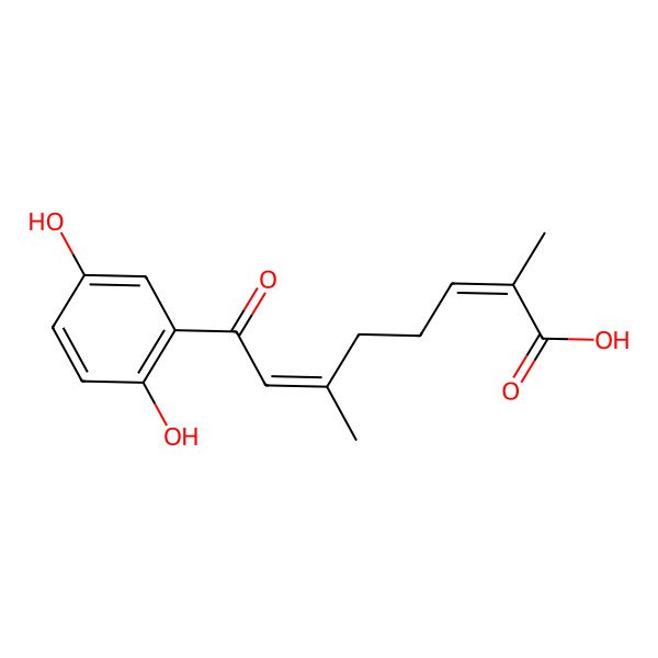 2D Structure of 8-(2,5-Dihydroxyphenyl)-2,6-dimethyl-8-oxoocta-2,6-dienoic acid