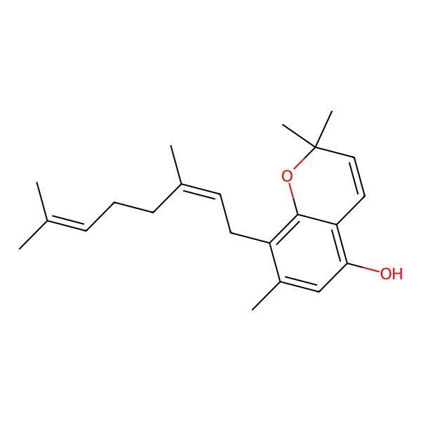 2D Structure of 8-[(2E)-3,7-dimethylocta-2,6-dienyl]-2,2,7-trimethylchromen-5-ol