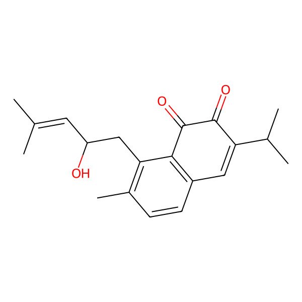 2D Structure of 8-[(2R)-2-hydroxy-4-methylpent-3-enyl]-7-methyl-3-propan-2-ylnaphthalene-1,2-dione