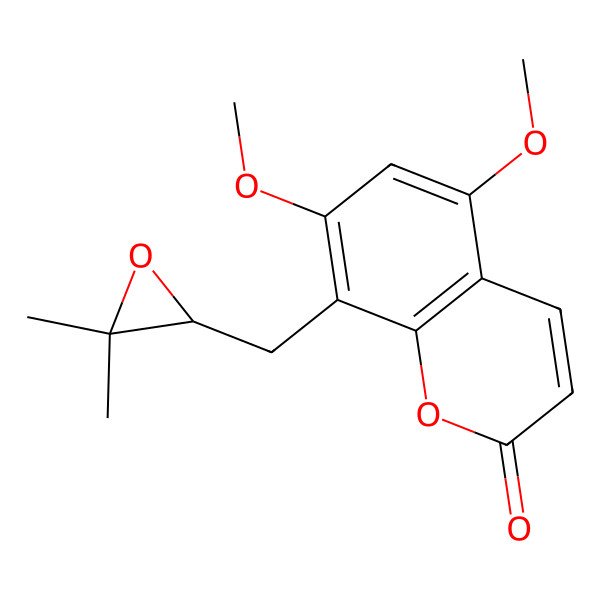 2D Structure of 8-[[(2R)-3,3-dimethyloxiran-2-yl]methyl]-5,7-dimethoxychromen-2-one