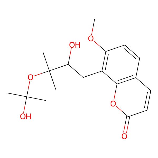 2D Structure of 8-[(2S)-2-hydroxy-3-(2-hydroxypropan-2-yloxy)-3-methylbutyl]-7-methoxychromen-2-one