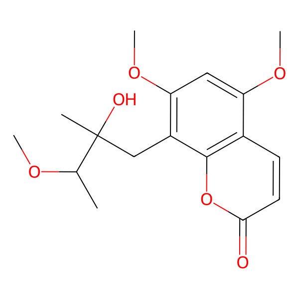 2D Structure of 8-[(2S)-2-hydroxy-3-methoxy-2-methylbutyl]-5,7-dimethoxychromen-2-one