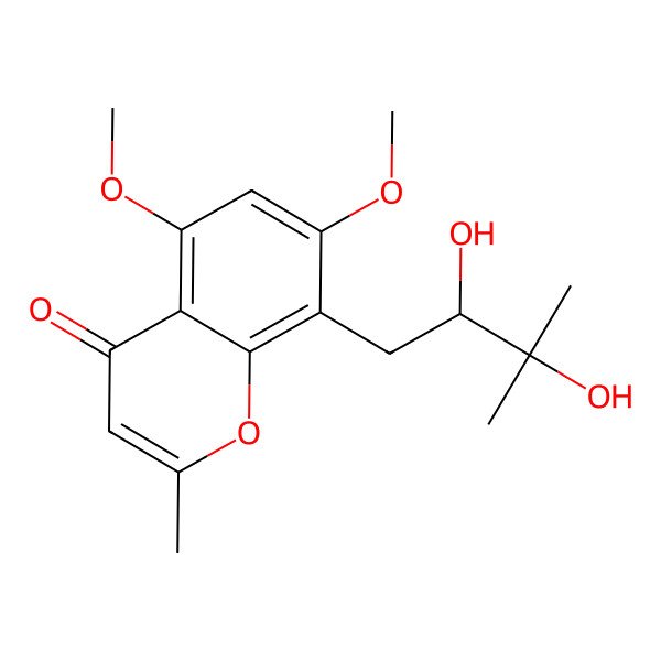 2D Structure of 8-[(2S)-2,3-dihydroxy-3-methylbutyl]-5,7-dimethoxy-2-methylchromen-4-one