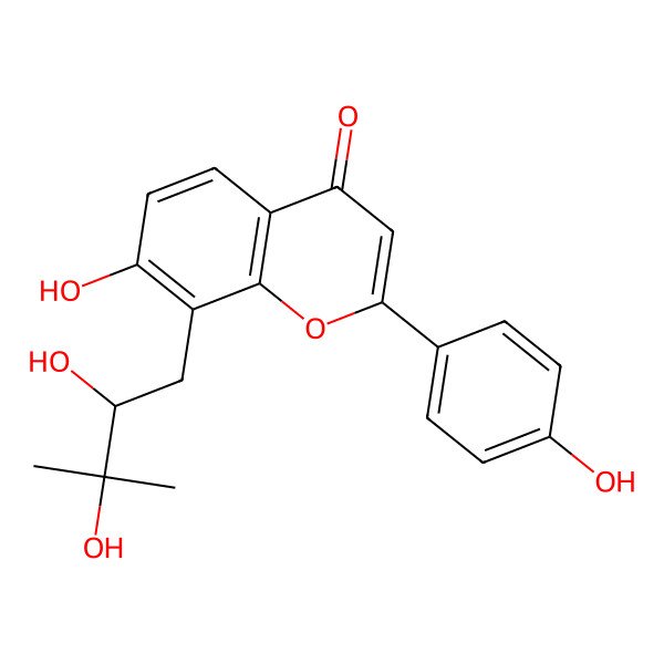 2D Structure of 8-[(2S)-2,3-dihydroxy-3-methylbutyl]-7-hydroxy-2-(4-hydroxyphenyl)chromen-4-one