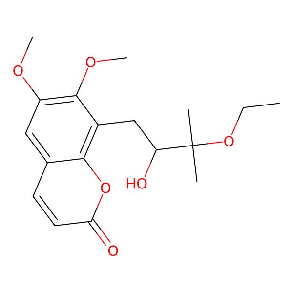 2D Structure of 8-[(2S)-3-ethoxy-2-hydroxy-3-methylbutyl]-6,7-dimethoxychromen-2-one