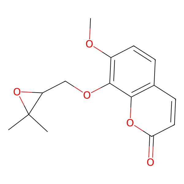2D Structure of 8-[[(2S)-3,3-dimethyloxiran-2-yl]methoxy]-7-methoxychromen-2-one