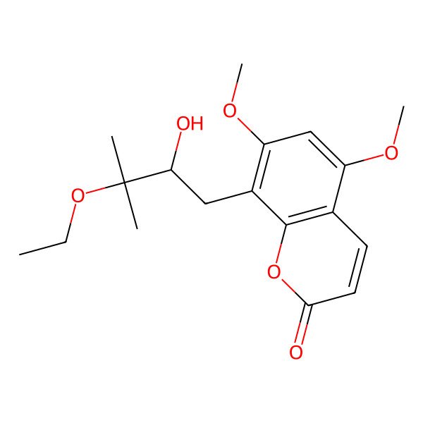 2D Structure of 8-(3-Ethoxy-2-hydroxy-3-methylbutyl)-5,7-dimethoxy-2H-chromen-2-one