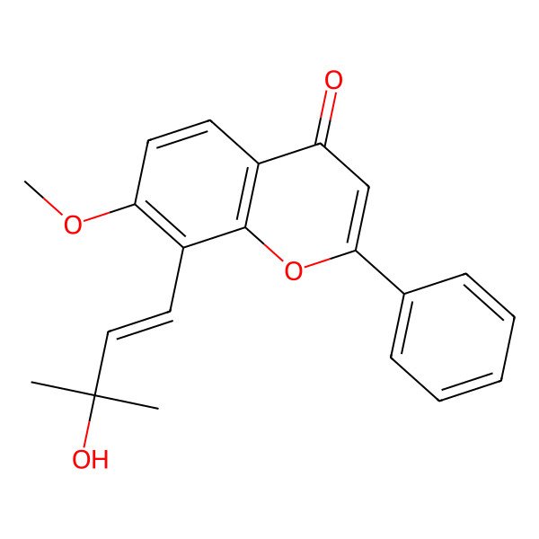 2D Structure of 8-(3-Hydroxy-3-methylbut-1-enyl)-7-methoxy-2-phenylchromen-4-one