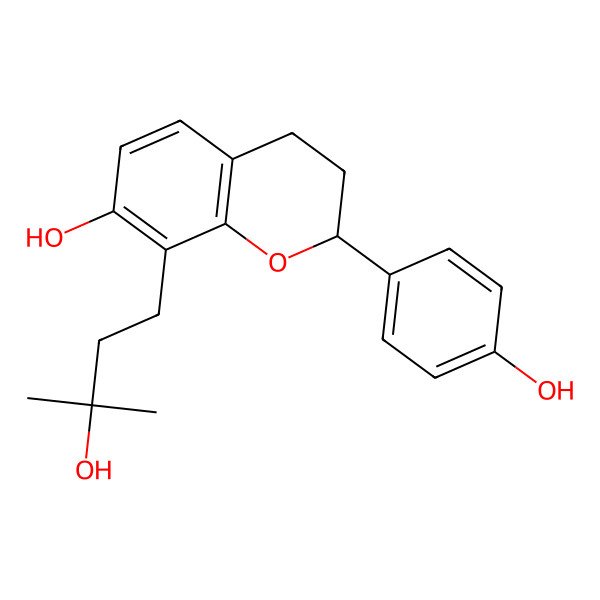 2D Structure of 8-(3-hydroxy-3-methylbutyl)-2-(4-hydroxyphenyl)-3,4-dihydro-2H-chromen-7-ol