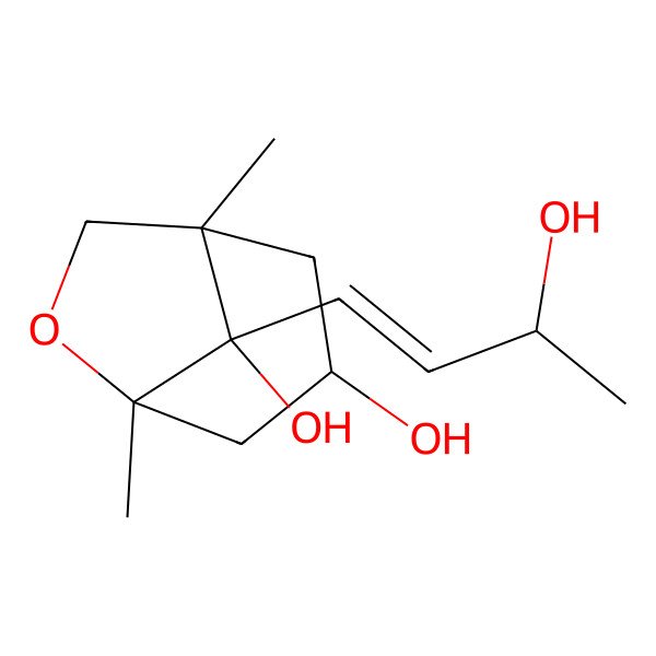 2D Structure of 8-(3-Hydroxybut-1-enyl)-1,5-dimethyl-6-oxabicyclo[3.2.1]octane-3,8-diol