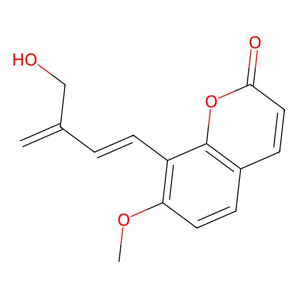 2D Structure of 8-[3-(Hydroxymethyl)buta-1,3-dienyl]-7-methoxychromen-2-one