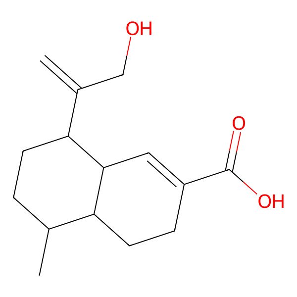 2D Structure of 8-(3-Hydroxyprop-1-en-2-yl)-5-methyl-3,4,4a,5,6,7,8,8a-octahydronaphthalene-2-carboxylic acid