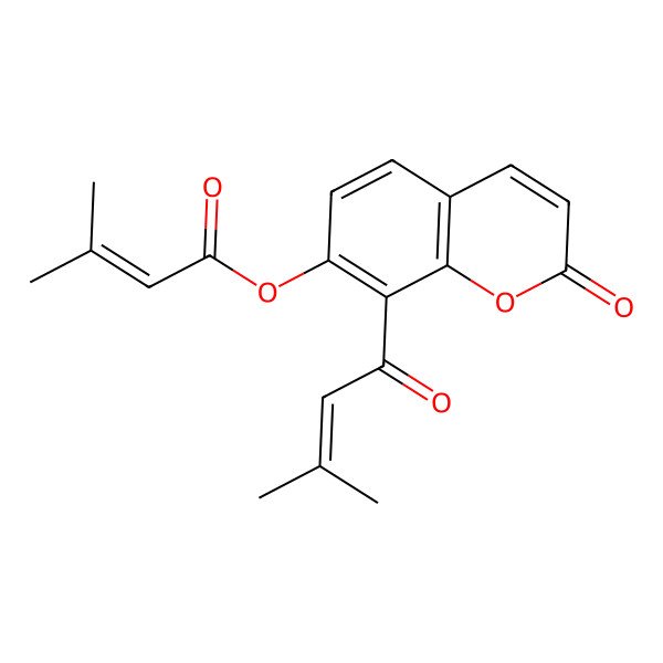 2D Structure of [8-(3-Methylbut-2-enoyl)-2-oxochromen-7-yl] 3-methylbut-2-enoate