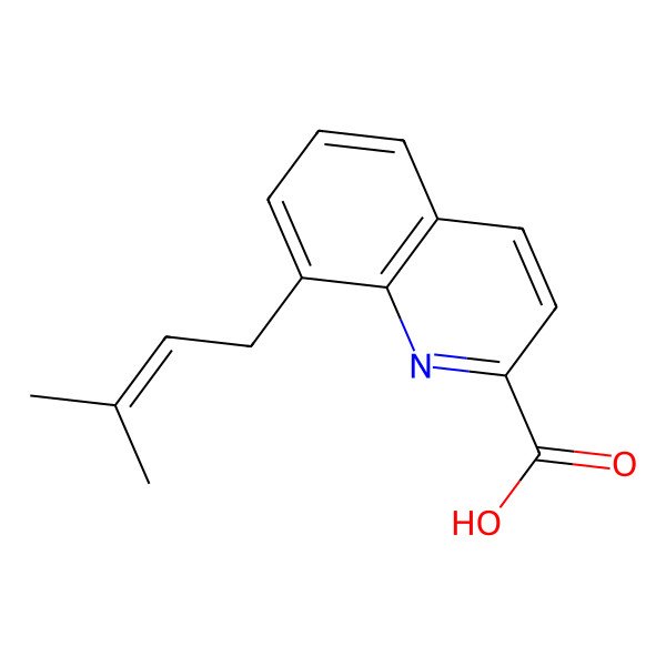 2D Structure of 8-(3-Methylbut-2-enyl)quinoline-2-carboxylic acid