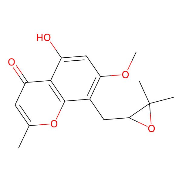 2D Structure of 8-[(3,3-Dimethyloxiran-2-yl)methyl]-5-hydroxy-7-methoxy-2-methylchromen-4-one