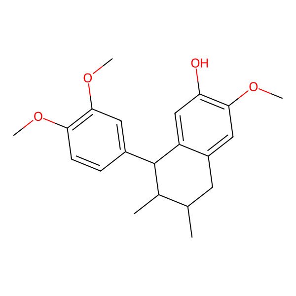 2D Structure of 8-(3,4-Dimethoxyphenyl)-3-methoxy-6,7-dimethyl-5,6,7,8-tetrahydronaphthalen-2-ol