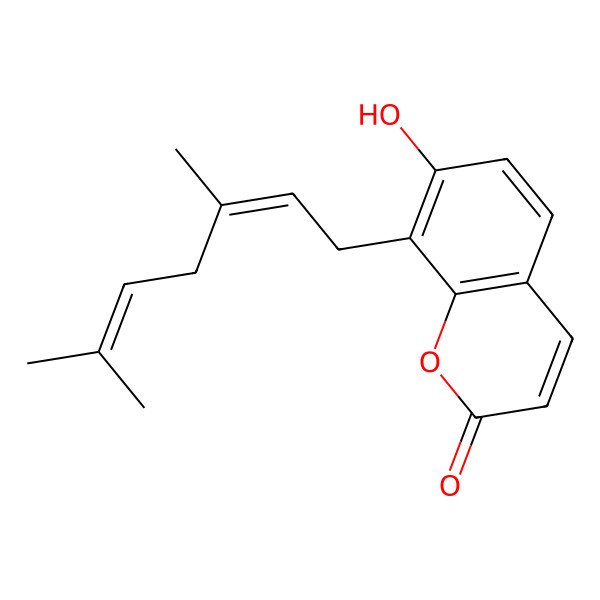 2D Structure of 8-(3,6-Dimethylhepta-2,5-dienyl)-7-hydroxychromen-2-one