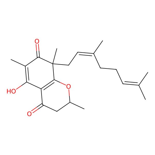 2D Structure of 8-(3,7-Dimethylocta-2,6-dienyl)-5-hydroxy-2,6,8-trimethyl-2,3-dihydrochromene-4,7-dione
