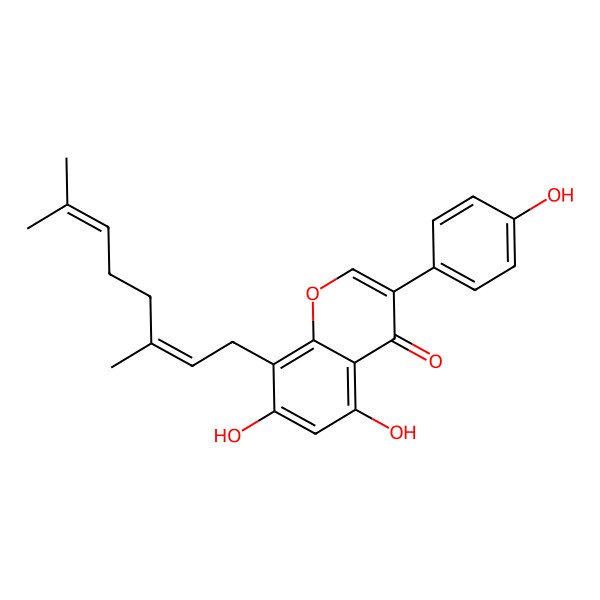 2D Structure of 8-(3,7-Dimethylocta-2,6-dienyl)-5,7-dihydroxy-3-(4-hydroxyphenyl)chromen-4-one