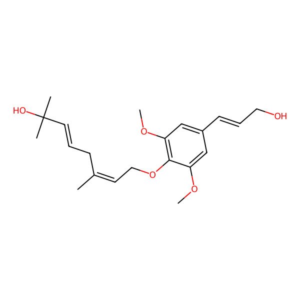 2D Structure of 8-[4-(3-Hydroxyprop-1-enyl)-2,6-dimethoxyphenoxy]-2,6-dimethylocta-3,6-dien-2-ol