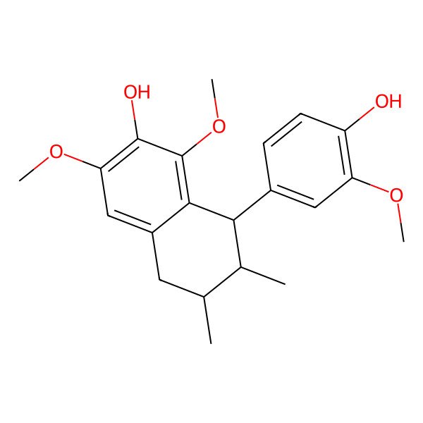 2D Structure of 8-(4-Hydroxy-3-methoxyphenyl)-1,3-dimethoxy-6,7-dimethyl-5,6,7,8-tetrahydronaphthalen-2-ol 2D Structure of 8-(4-Hydroxy-3-methoxyphenyl)-1,3-dimethoxy-6,7-dimethyl-5,6,7,8-tetrahydronaphthalen-2-ol