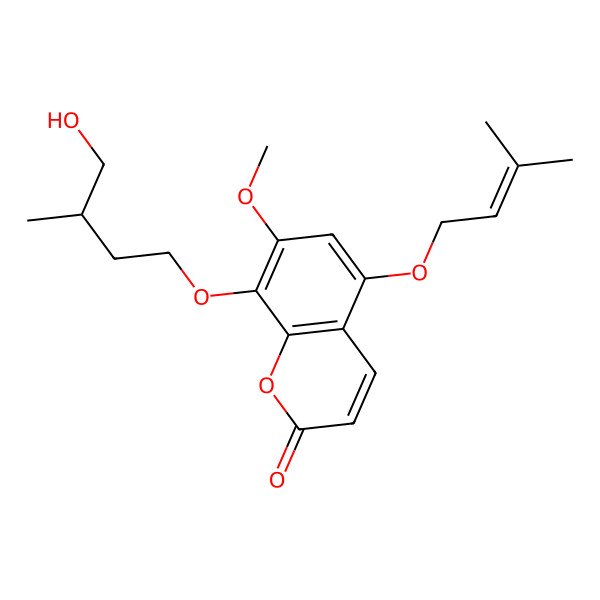 2D Structure of 8-(4-Hydroxy-3-methylbutoxy)-7-methoxy-5-(3-methylbut-2-enoxy)chromen-2-one